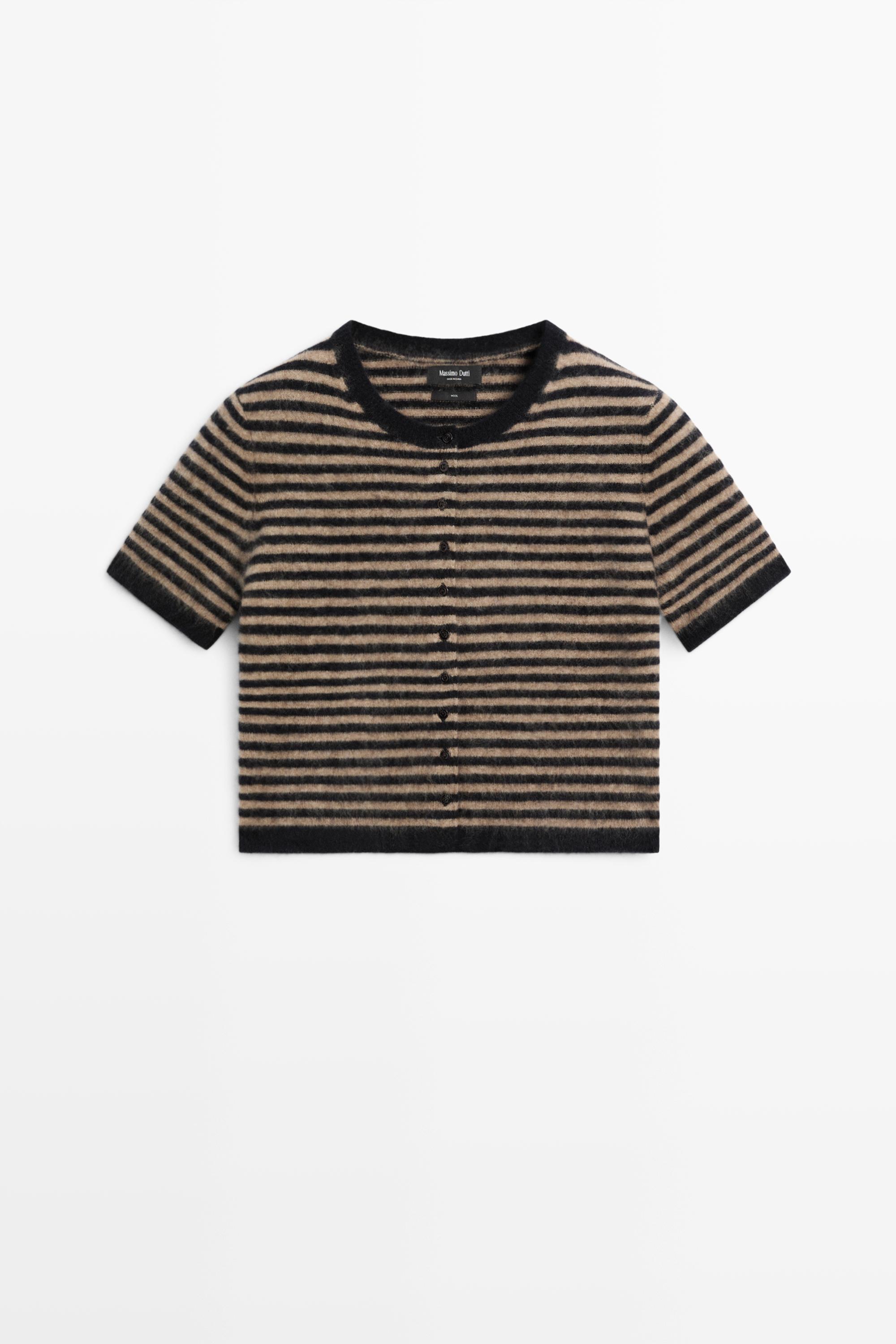 100% wool short sleeve knit cardigan
